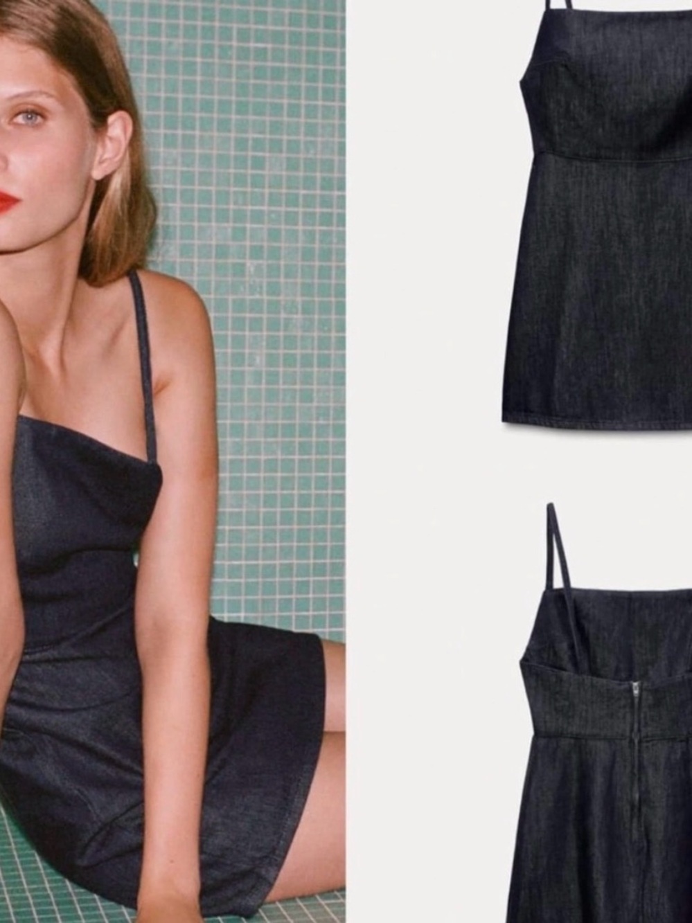 Zara Denim Mini Dress - Blue - Size L